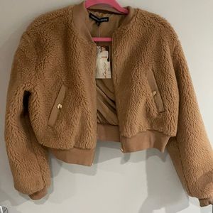 Cropped faux fur jacket